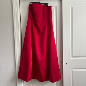 VTG Michelangelo Ruby Red Strapless Ball Gown With Wrap 90s Y2K Prom Sz 14